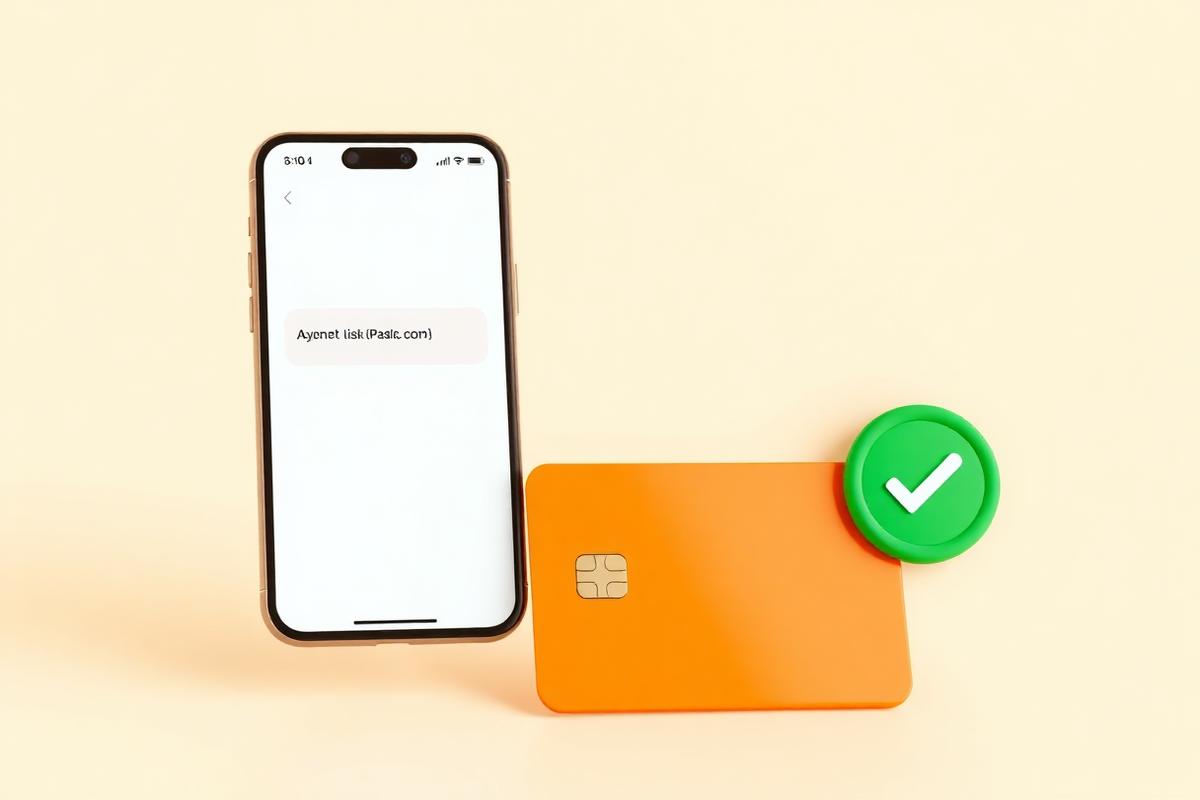 A payment link delivered by SMS on a phone, paid by card with a success confirmation