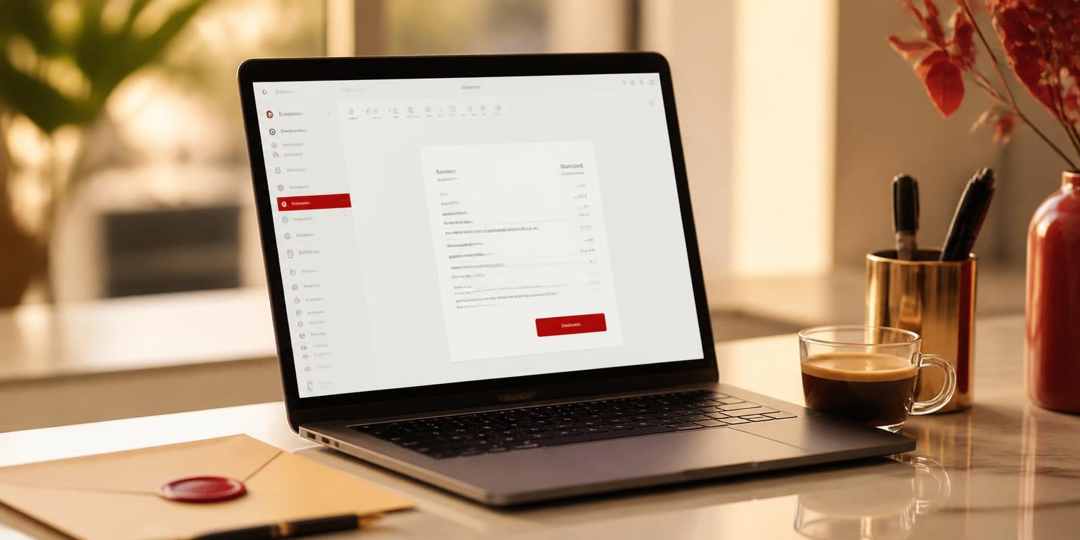 Branded Noqoody invoice email opened on a laptop with a secure Pay now button, illustrating email payment links